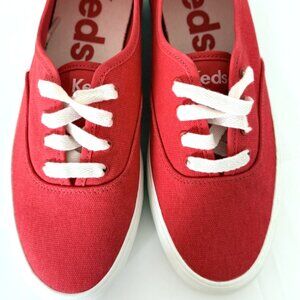 NEW! Women's/Girl's KEDS size 6 Champion Canvas Lace Up RED Blue Tag Sneaker